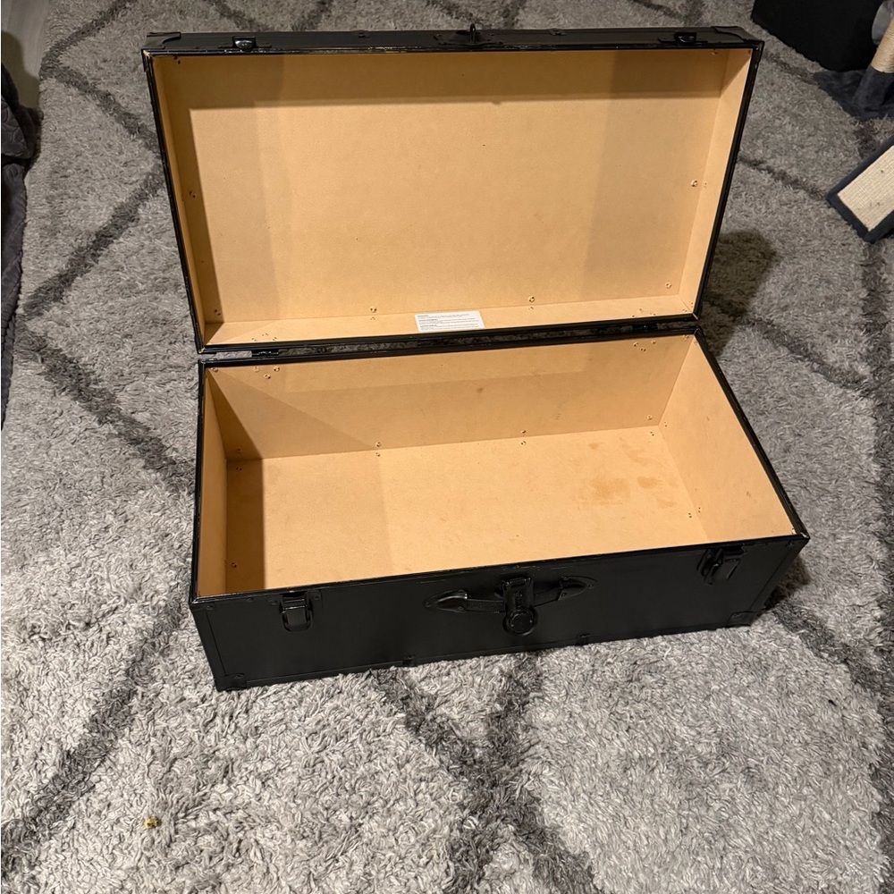Black Vintage-Style Storage Trunk
